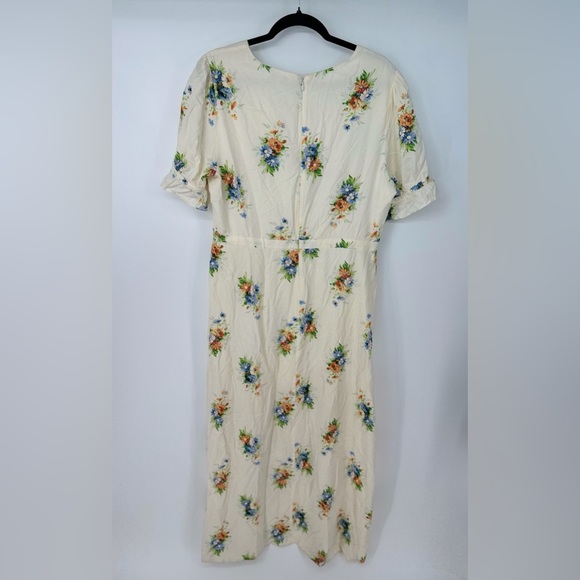 Made Well Floral Wrap Top Zip Up Short Sleeve Floor Length Dress - Picture 2 of 4